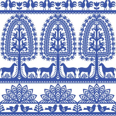 Sorunsuz çiçek Polonya Halk sanat desen Wycinanki Kurpiowskie - Kurpie Papercuts