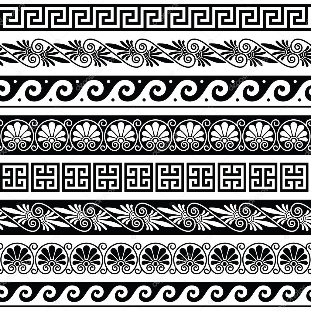 Ancient Greek pattern - seamless set of antique borders from Greece 