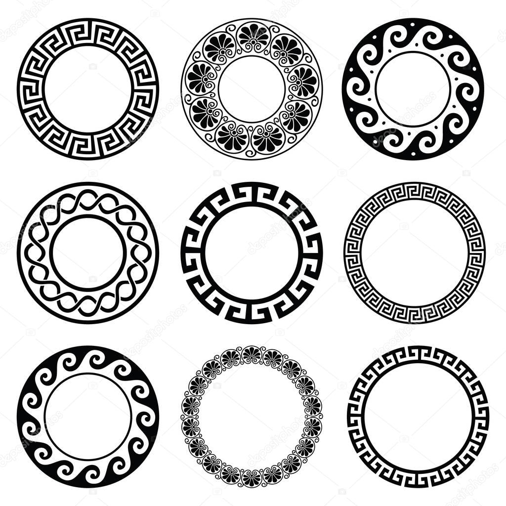 Ancient Greek Round Pattern Seamless Set Of Antique Borders From