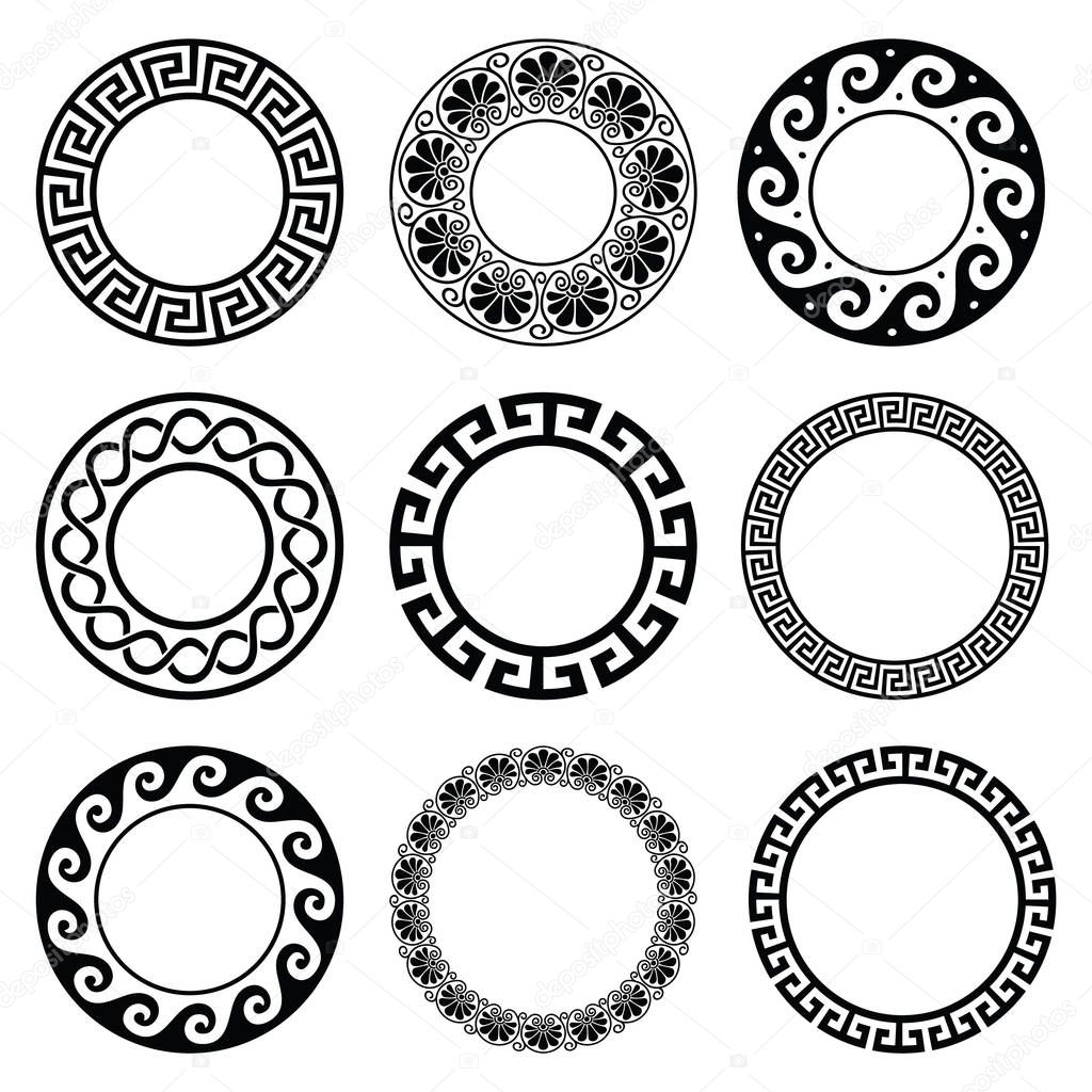 Ancient Greek round pattern - seamless set of antique borders from Greece 
