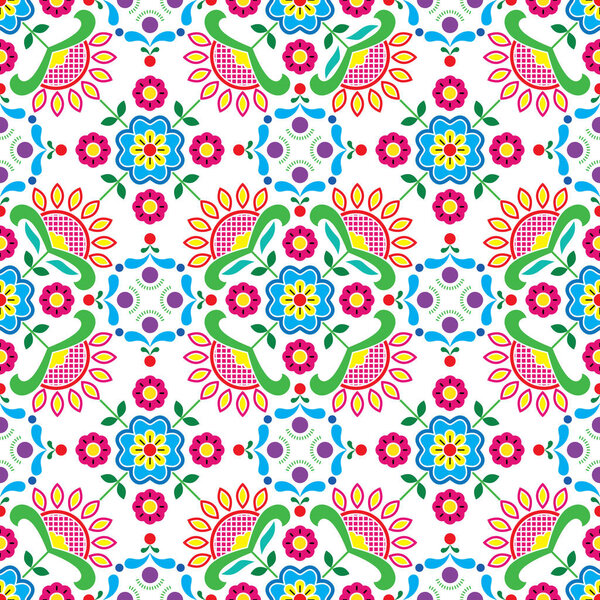 Seamless Norwegian traditional folk art Bunad pattern - Rosemaling style embroidery