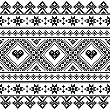 Geleneksel Ukrayna veya Belarus halk örme siyah nakış deseni