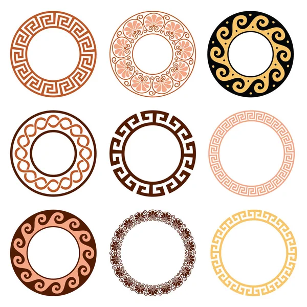 Ancient Greek round pattern - seamless set of antique borders from Greece — Stock Vector