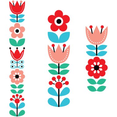 Finnish inspired long folk art pattern - Nordic, Scandinavian style clipart