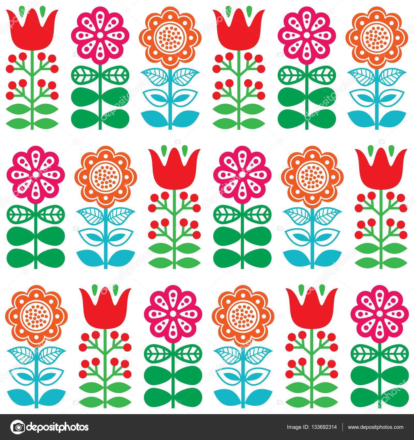 Finnish inspired seamless folk art pattern Scandinavian, Nordic style