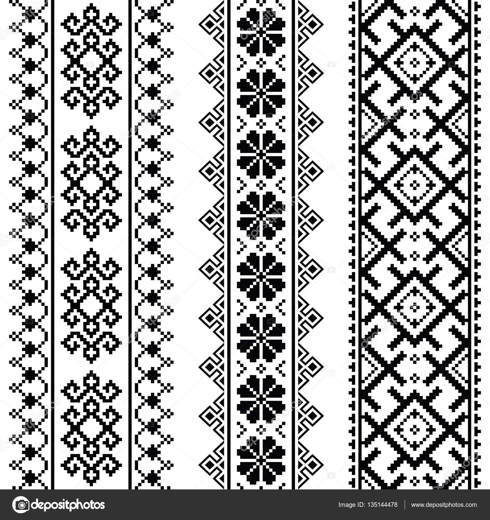 Українська, Білоруська чорний безшовні Візерунок вишивки - вишиванка ...