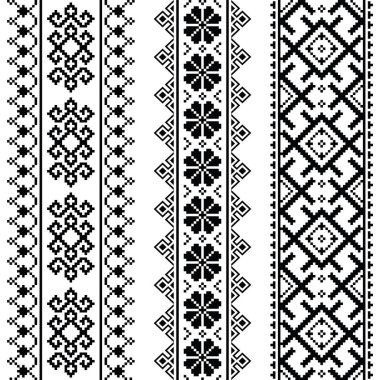 Ukrayna, Belarus siyah nakış seamless modeli - Vyshyvanka