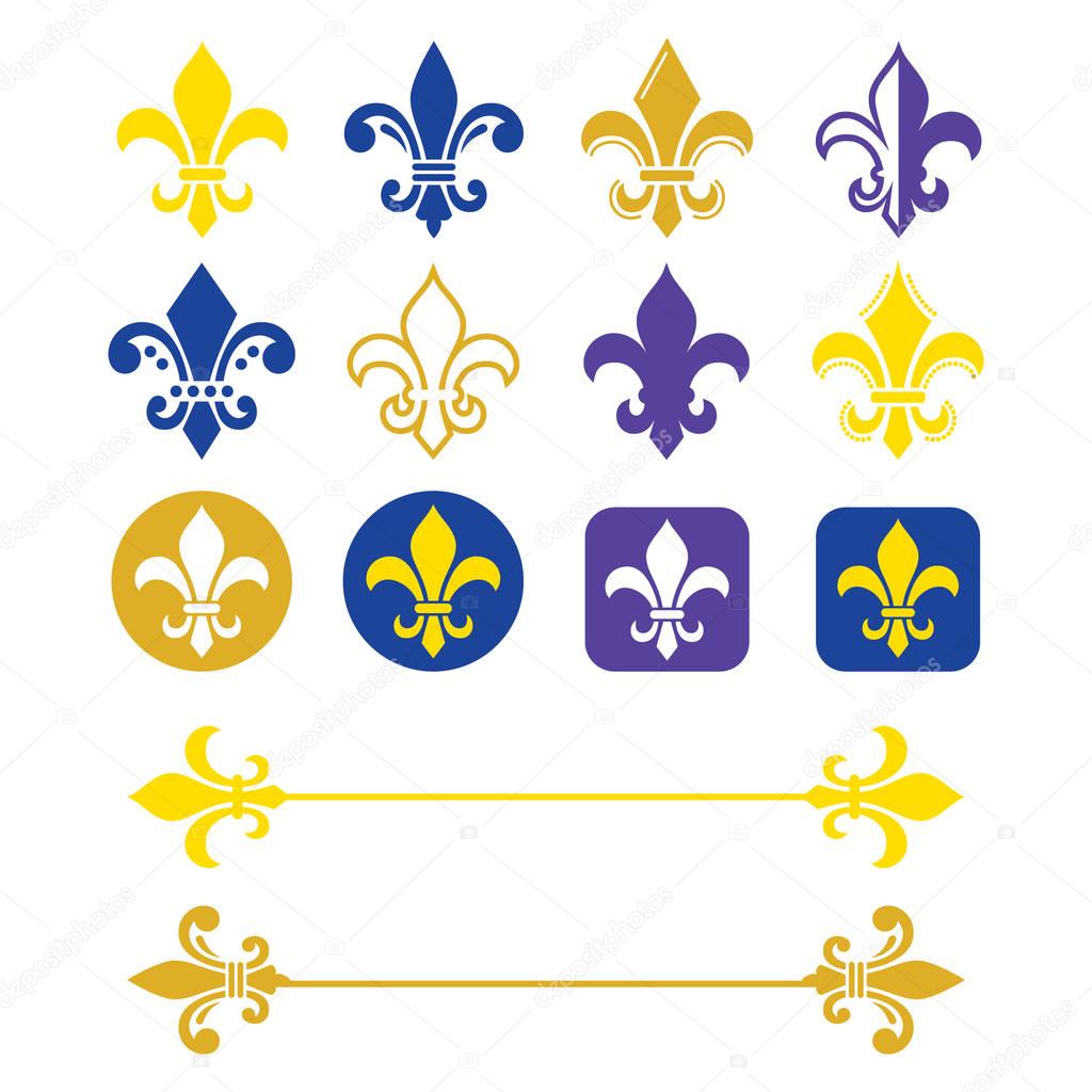 Fleur de lis - French symbol gold and navy blue design, Scouting organizations, French heralry 