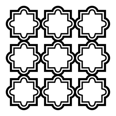 Arapça Dikişsiz desen set - İslam tasarımı, siyah ve beyaz geometrik sanat