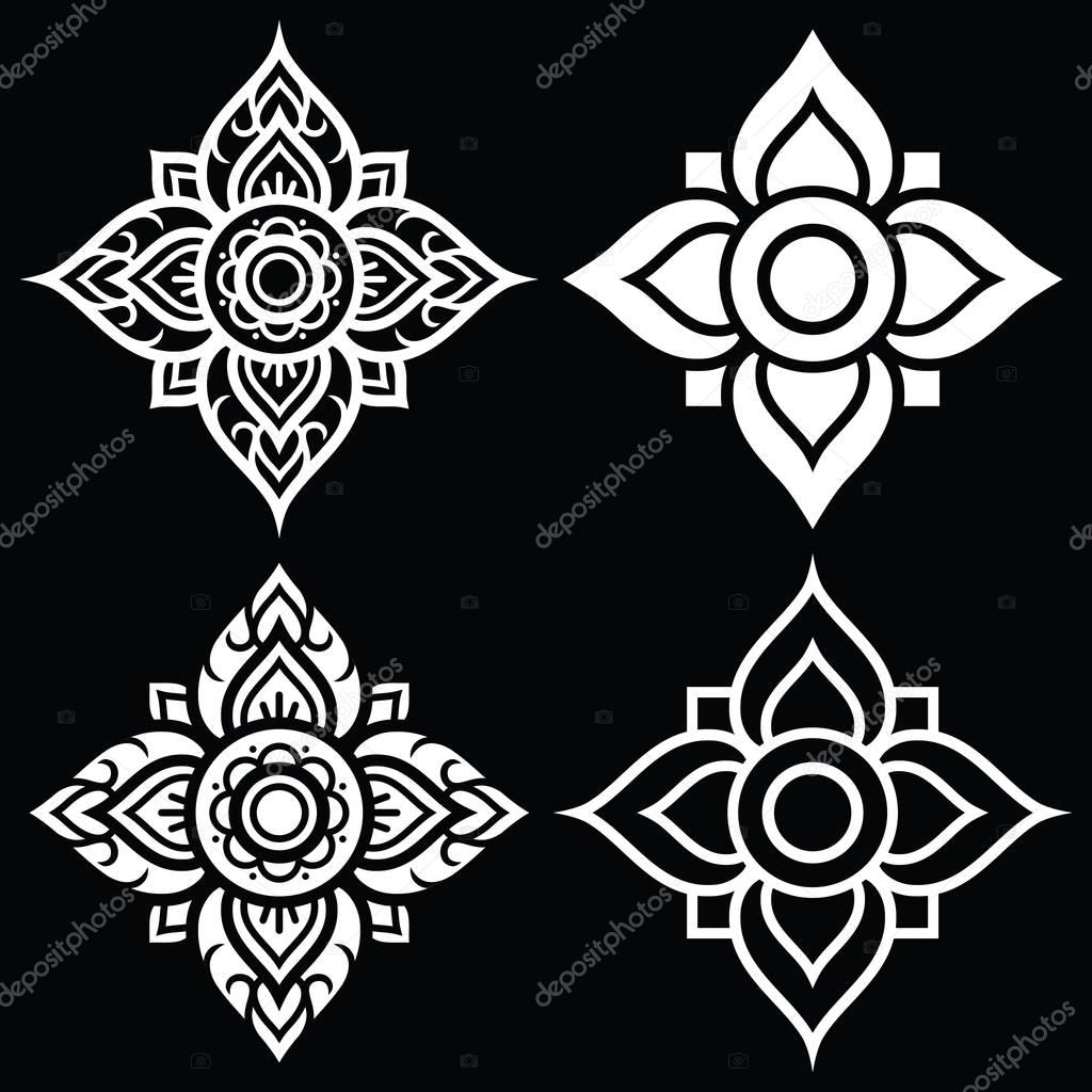 Thai white folk art pattern - flower shape  