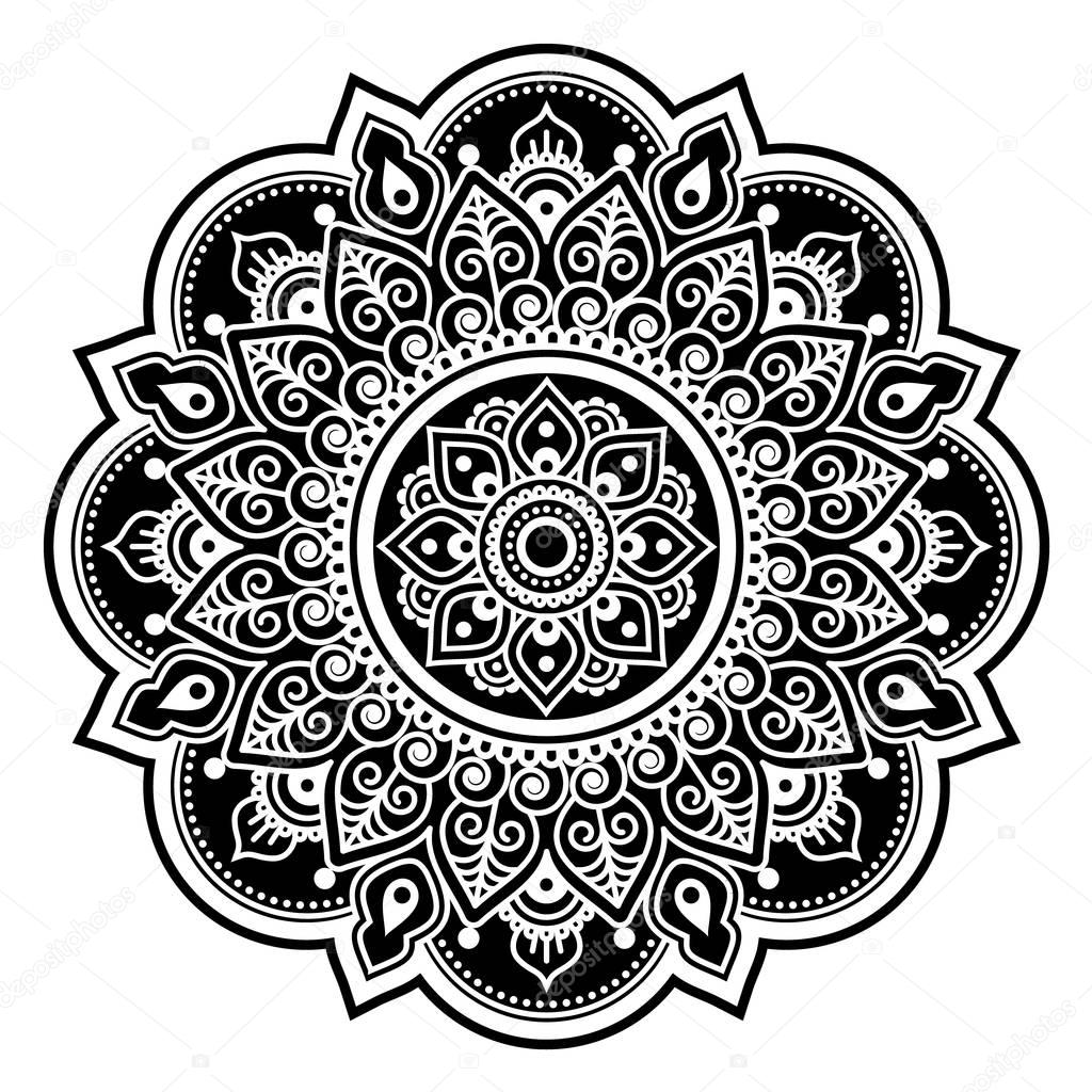 Mandala design, Mehndi, Indian Henna tattoo round pattern or background