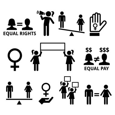   Kadın hakları, feminizm, eşit haklar formu erkek ve kadın 