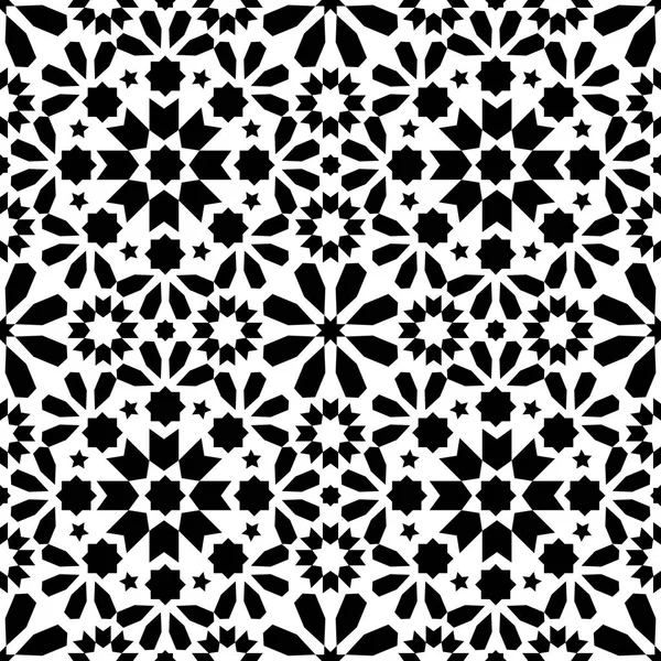 幾何学的なシームレスなパターン、モロッコタイルのデザイン、シームレスなブラックタイルの背景 — ストックベクタ
