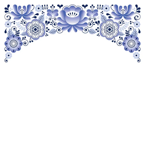Ornement floral russe, style Gzhel - invitation de mariage, carte de voeux — Image vectorielle