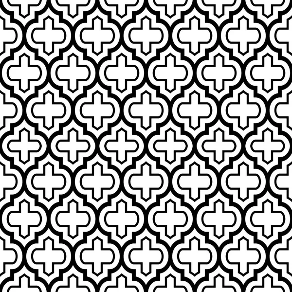 Geometric seamless pattern, Moroccan tiles design, black background — Stock Vector