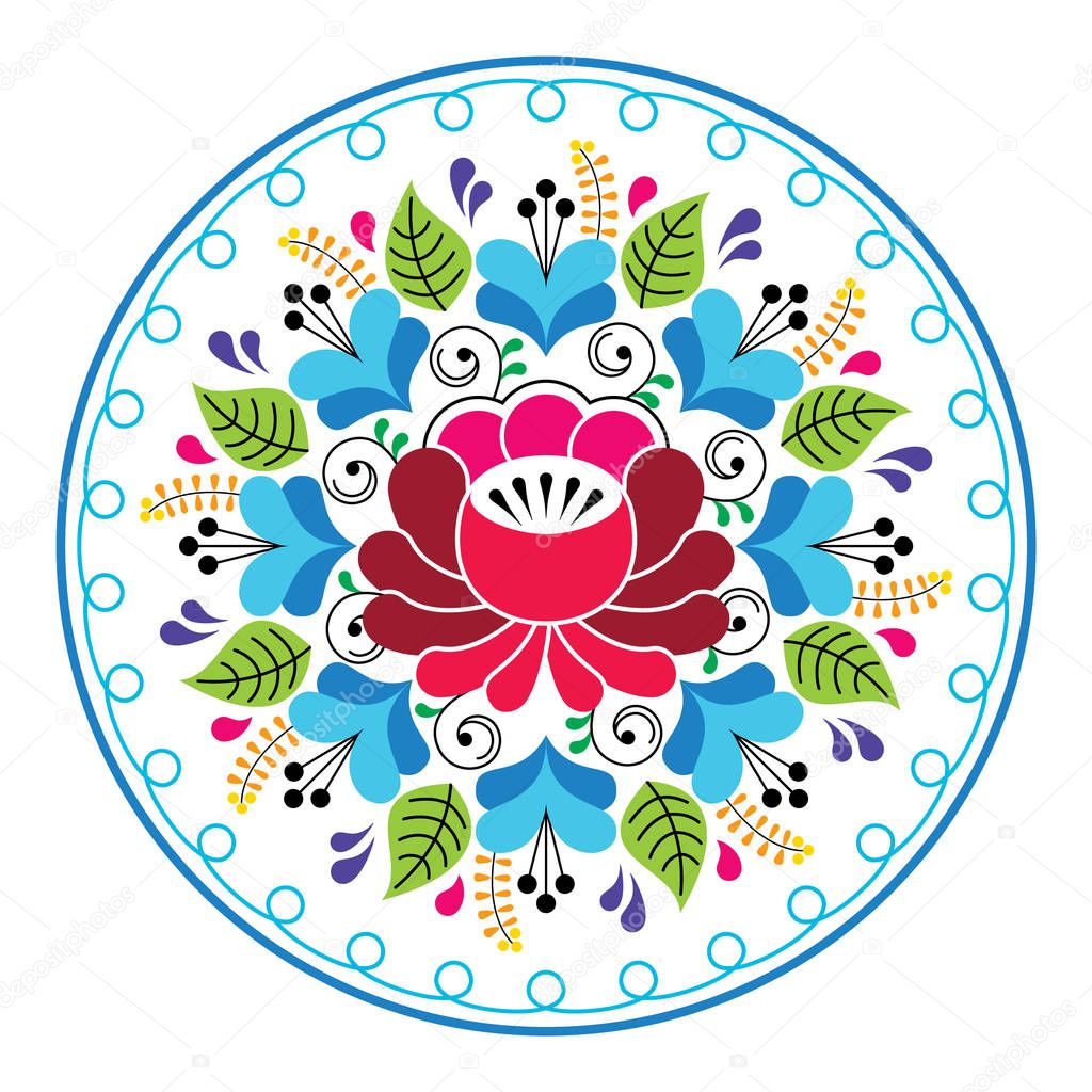 Russian folk art pattern - round floral design 