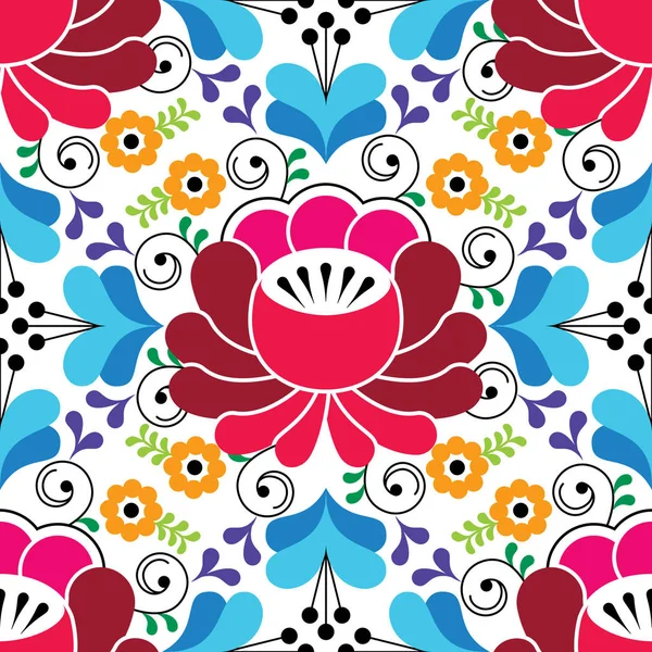 Russian seamless folk pattern, traditional colorful design with flowers — Stock Vector