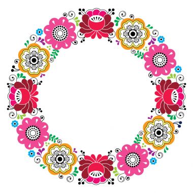 Rus çiçek çelenk desen - renkli Halk sanat 