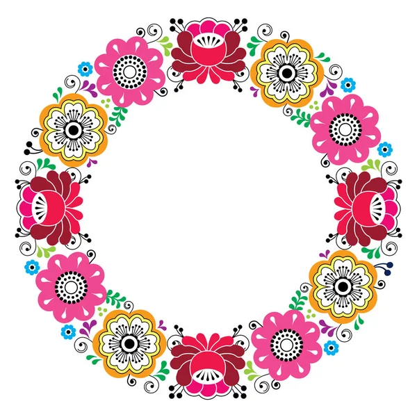 Patrón de corona floral rusa - arte popular colorido — Vector de stock