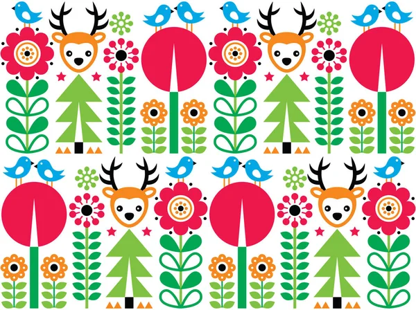 Scandinavian pattern, seamless folk art pattern, children background — Stock Vector
