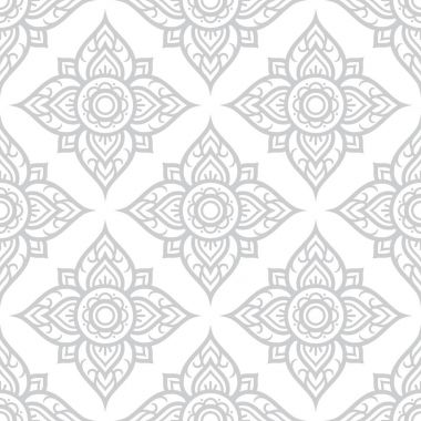 Tayland çiçek seamless modeli, Asya gri çiçek tasarım Tayland