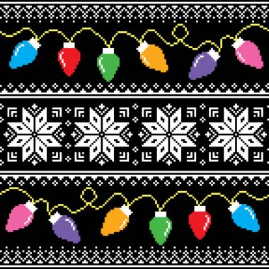 Ugly jumper pattern with Christmas tree lights clipart