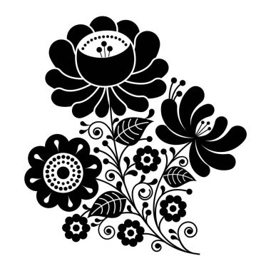 Rus tasarımı, Halk sanat siyah ve beyaz çiçek deseni 