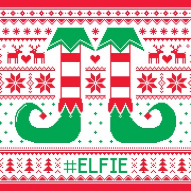 #Elfie, Elfie Christmas Seamless Modeli, çirkin Jumper dekorasyon Elf bacaklar ile