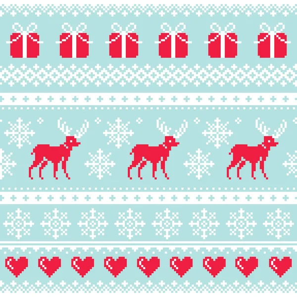 Reindeer pattern, Christmas seamless design, winter background — Stock Vector