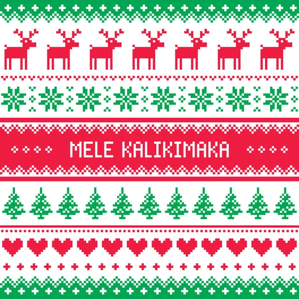 Mele Kalikimaka - Feliz Natal no cartão de saudações havaiano, padrão sem costura — Vetor de Stock