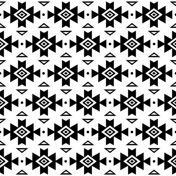 Padrão tribal, fundo sem emenda asteca, design vetorial Navajo em padrão preto no branco —  Vetores de Stock