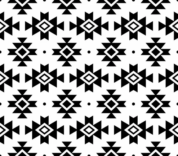 Patrón vectorial azteca, fondo tribal, diseño navajo en patrón negro en blanco — Archivo Imágenes Vectoriales