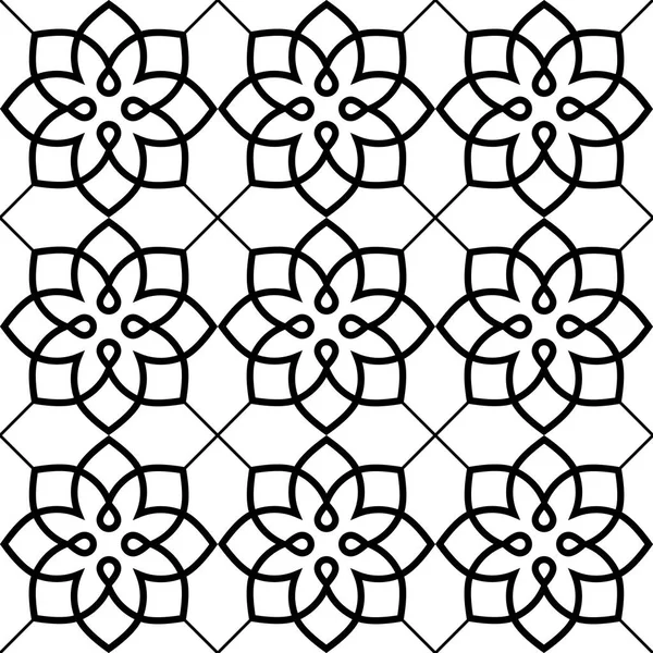 Modello geometrico senza cuciture, stile ornamento arabo, design piastrellato in nero — Vettoriale Stock