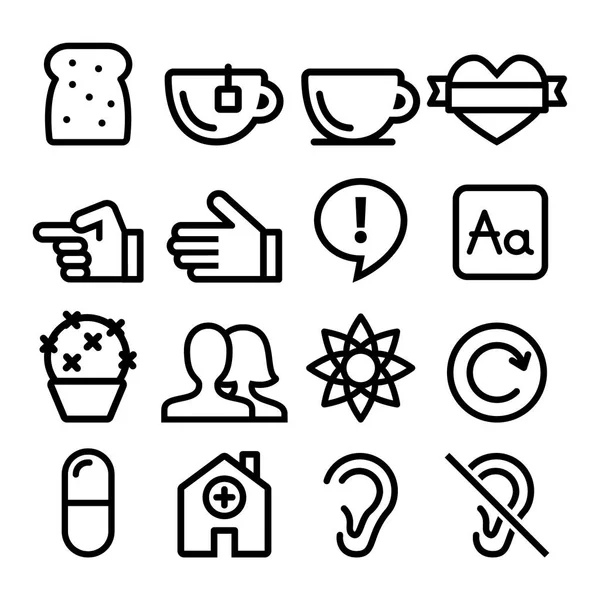 Icone della linea Web, raccolta di icone di design piatto di navigazione del sito Web - utenti, blog, negozio — Vettoriale Stock