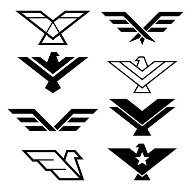Kartal geometrik tasarım, Kartal kanatları vector Icons set, Kartallar grafik öğeleri - modern tarzı