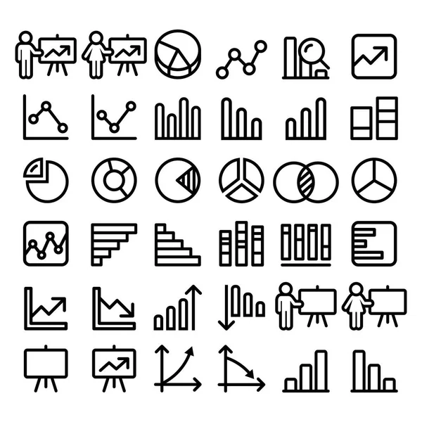 Kuchendiagramm, Grafik, Präsentation schwarze Linie Icons Set - Geschäft, Finanzkonzept - Big Pack — Stockvektor