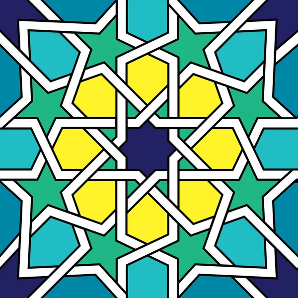 Marokkaanse tegels ontwerp, Moorse naadloze vector patroon, geometrische abstracte tegels — Stockvector