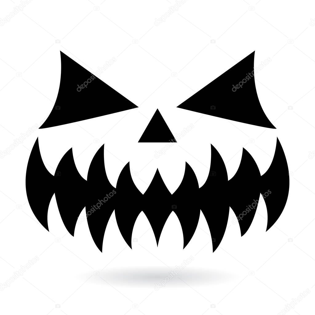 Visage de citrouille Halloween effrayant vector design, fantôme ou