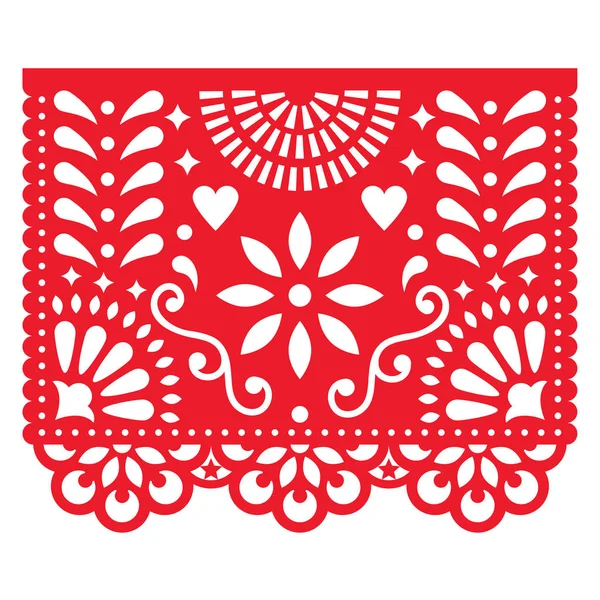 Decorações de papel mexicano - Papel Picado vetor design, banner fiesta tradicional inspirado em guirlandas no México — Vetor de Stock