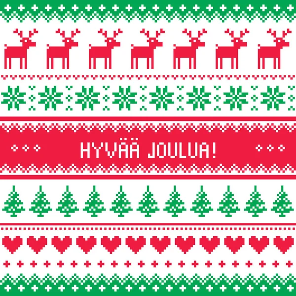 Hyvaa Joulua greeting card - Merry Christmas in Finnish — Stock Vector