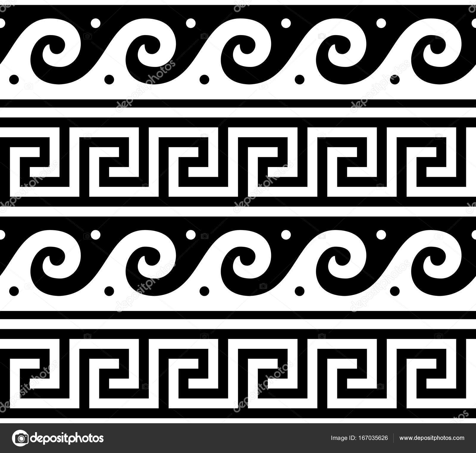 Greek Waves Ancient Vector Greek Seamless Pattern Tradional