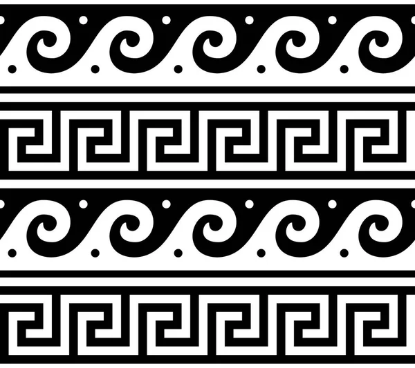 Antique vectoriel Grec motif sans couture - vagues traditionnelles et motif clé forme Grèce — Image vectorielle