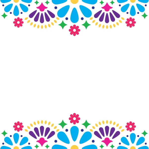 Invitación de boda o fiesta de vector popular mexicano, tarjeta de felicitación floral feliz, diseño colorido con flores y formas abstractas — Archivo Imágenes Vectoriales