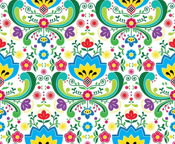 Norwegian folk art vector seamless pattern - Rosemaling style embroidery design — Stock Vector