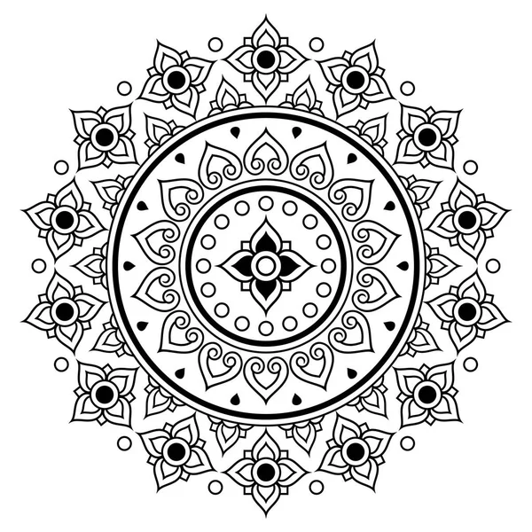 Diseño de mandala vectorial tailandés, patrón redondo floral inspirado en el arte popular traiditonal de Tailandia - bohemianm, estilo boho — Vector de stock