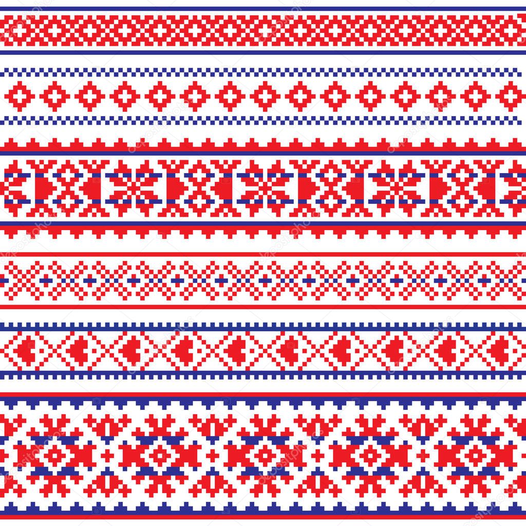 Sami vector seamless pattern, Lapland folk art, traditional knitting and embroidery design 