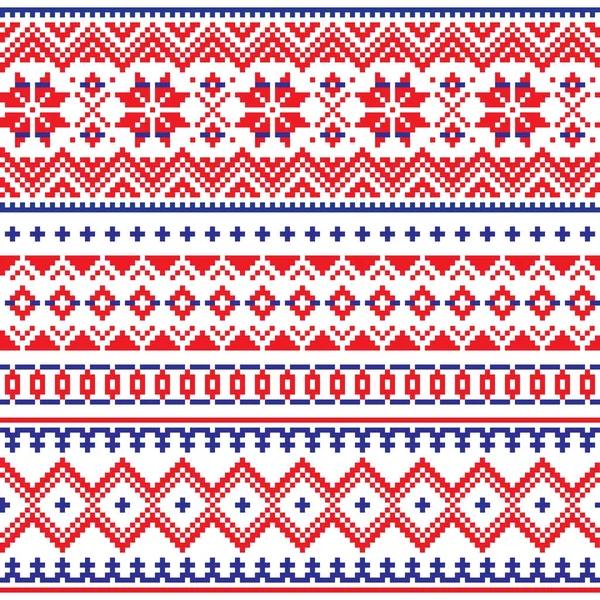 Modèle d'hiver sans couture vecteur Laponie, Sami peuple conception d'art populaire, tricot traditionnel et broderie — Image vectorielle