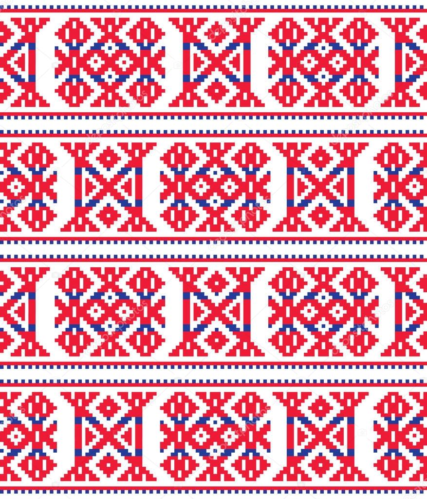 Sami seamless vector design, Lapland cross-stitch vector pattern, folk art Scandinavian, Nordic style
