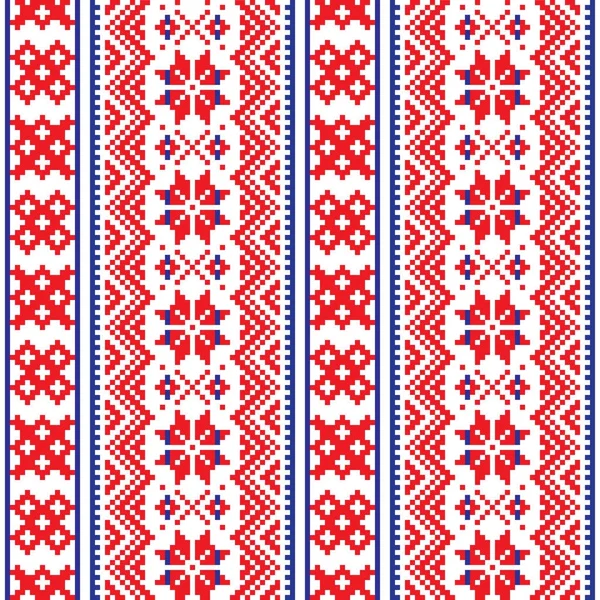 Laponia patrón de vectores sin costuras, diseño de arte popular escandinavo, Sami punto de cruz de fondo — Vector de stock