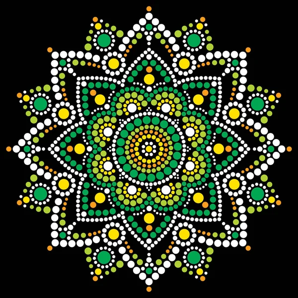 Mandala Vector Dot Art Pintura Punto Aborigen Diseño Folclórico Retro — Vector de stock